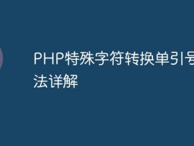 PHP特殊字符转换单引号的方法详解- 数创文库